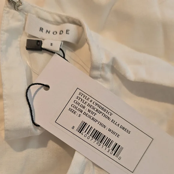 NEW $428 RHODE ELLA FLOWY MINI DRESS IN WHITE#4 SIZE S - Picture 11 of 11